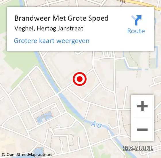 Locatie op kaart van de 112 melding: Brandweer Met Grote Spoed Naar Veghel, Hertog Janstraat op 13 juli 2019 09:29