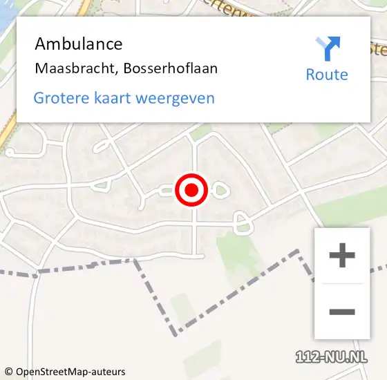 Locatie op kaart van de 112 melding: Ambulance Maasbracht, Bosserhoflaan op 13 juli 2019 09:31