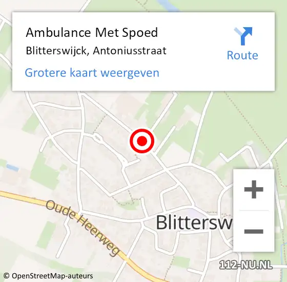 Locatie op kaart van de 112 melding: Ambulance Met Spoed Naar Blitterswijck, Antoniusstraat op 13 juli 2019 10:10
