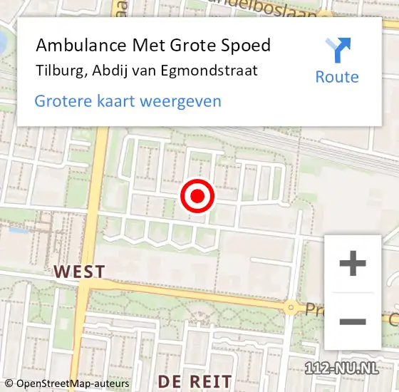 Locatie op kaart van de 112 melding: Ambulance Met Grote Spoed Naar Tilburg, Abdij van Egmondstraat op 13 juli 2019 10:17