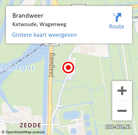 Locatie op kaart van de 112 melding: Brandweer Katwoude, Wagenweg op 13 juli 2019 11:13