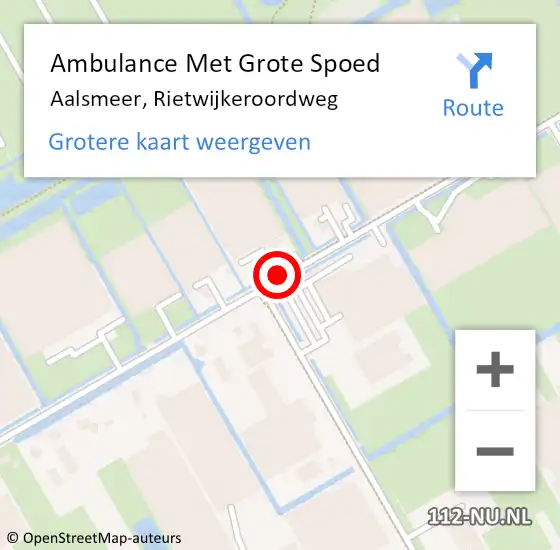 Locatie op kaart van de 112 melding: Ambulance Met Grote Spoed Naar Aalsmeer, Rietwijkeroordweg op 13 juli 2019 11:39