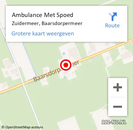 Locatie op kaart van de 112 melding: Ambulance Met Spoed Naar Zuidermeer, Baarsdorpermeer op 13 juli 2019 11:40