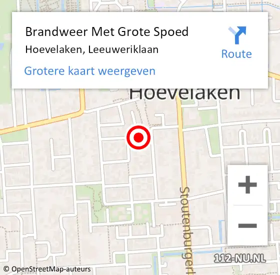 Locatie op kaart van de 112 melding: Brandweer Met Grote Spoed Naar Hoevelaken, Leeuweriklaan op 13 juli 2019 12:04