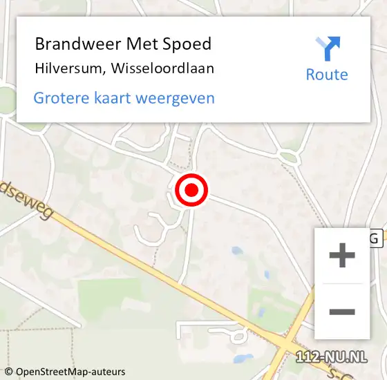 Locatie op kaart van de 112 melding: Brandweer Met Spoed Naar Hilversum, Wisseloordlaan op 13 juli 2019 14:17