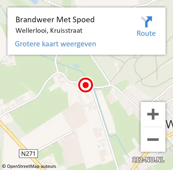 Locatie op kaart van de 112 melding: Brandweer Met Spoed Naar Wellerlooi, Kruisstraat op 13 juli 2019 14:47