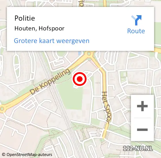 Locatie op kaart van de 112 melding: Politie Houten, Hofspoor op 13 juli 2019 15:25