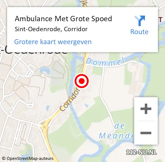 Locatie op kaart van de 112 melding: Ambulance Met Grote Spoed Naar Sint Oedenrode, Corridor op 13 juli 2019 16:25