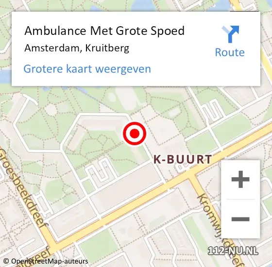 Locatie op kaart van de 112 melding: Ambulance Met Grote Spoed Naar Amsterdam, Kruitberg op 13 juli 2019 16:37
