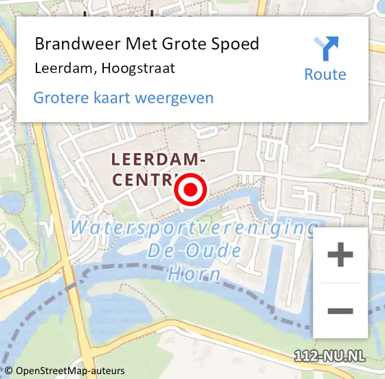 Locatie op kaart van de 112 melding: Brandweer Met Grote Spoed Naar Leerdam, Hoogstraat op 13 juli 2019 17:18