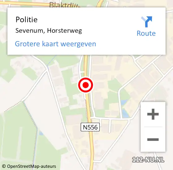 Locatie op kaart van de 112 melding: Politie Sevenum, Horsterweg op 13 juli 2019 17:55