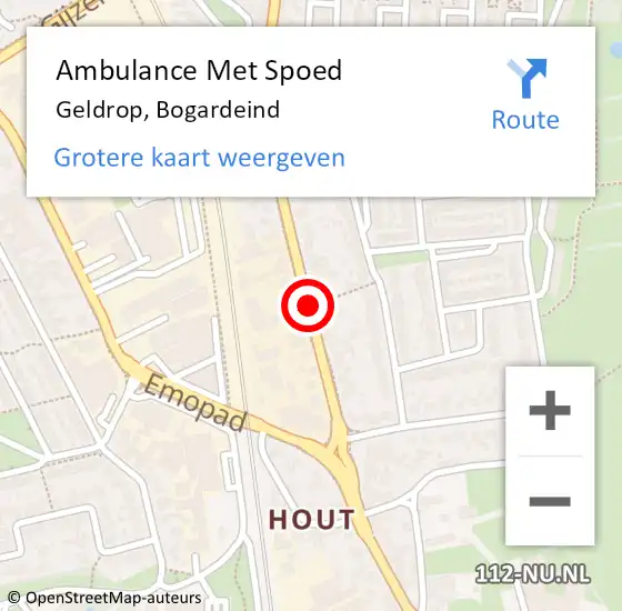Locatie op kaart van de 112 melding: Ambulance Met Spoed Naar Geldrop, Bogardeind op 13 juli 2019 18:20
