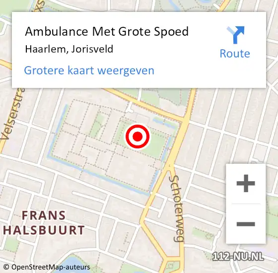 Locatie op kaart van de 112 melding: Ambulance Met Grote Spoed Naar Haarlem, Jorisveld op 13 juli 2019 18:45
