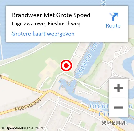 Locatie op kaart van de 112 melding: Brandweer Met Grote Spoed Naar Lage Zwaluwe, Biesboschweg op 13 juli 2019 18:59