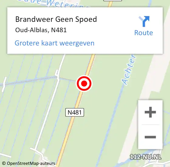 Locatie op kaart van de 112 melding: Brandweer Geen Spoed Naar Oud-Alblas, N481 op 13 juli 2019 19:37