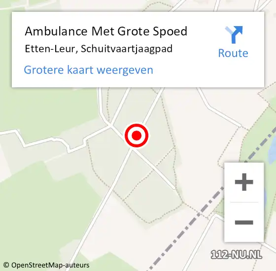 Locatie op kaart van de 112 melding: Ambulance Met Grote Spoed Naar Etten-Leur, Schuitvaartjaagpad op 13 juli 2019 19:52