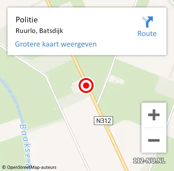 Locatie op kaart van de 112 melding: Politie Ruurlo, Batsdijk op 13 juli 2019 19:57