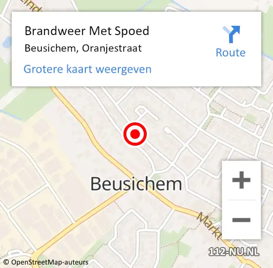 Locatie op kaart van de 112 melding: Brandweer Met Spoed Naar Beusichem, Oranjestraat op 13 juli 2019 20:03