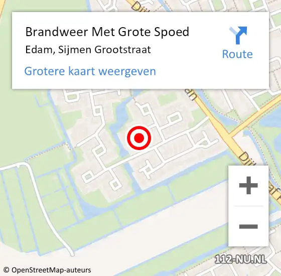 Locatie op kaart van de 112 melding: Brandweer Met Grote Spoed Naar Edam, Sijmen Grootstraat op 13 juli 2019 20:15