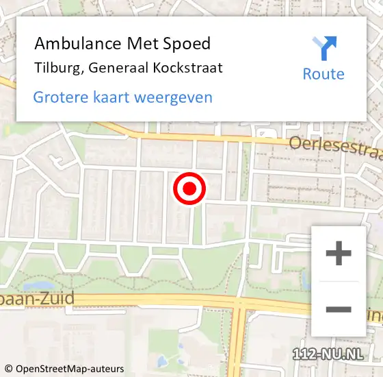 Locatie op kaart van de 112 melding: Ambulance Met Spoed Naar Tilburg, Generaal Kockstraat op 13 juli 2019 20:41