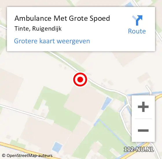 Locatie op kaart van de 112 melding: Ambulance Met Grote Spoed Naar Tinte, Ruigendijk op 7 april 2014 14:10