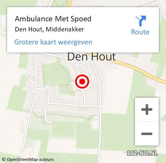 Locatie op kaart van de 112 melding: Ambulance Met Spoed Naar Den Hout, Middenakker op 13 juli 2019 22:34