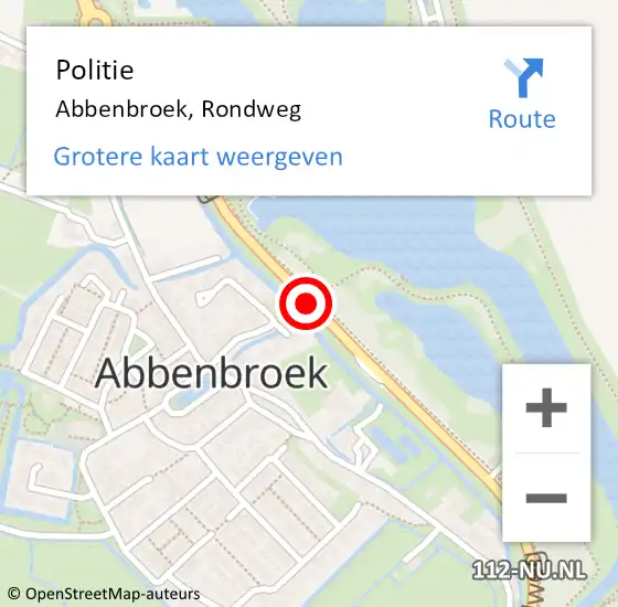 Locatie op kaart van de 112 melding: Politie Abbenbroek, Rondweg op 13 juli 2019 22:56