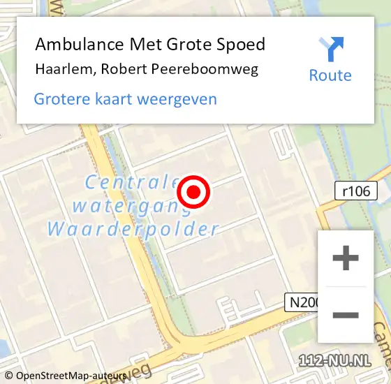 Locatie op kaart van de 112 melding: Ambulance Met Grote Spoed Naar Haarlem, Robert Peereboomweg op 13 juli 2019 23:37