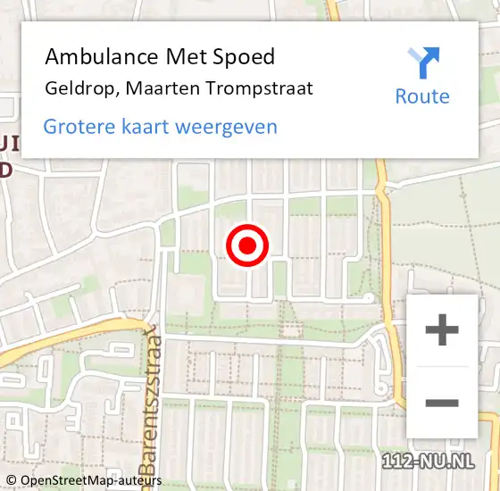 Locatie op kaart van de 112 melding: Ambulance Met Spoed Naar Geldrop, Maarten Trompstraat op 13 juli 2019 23:41