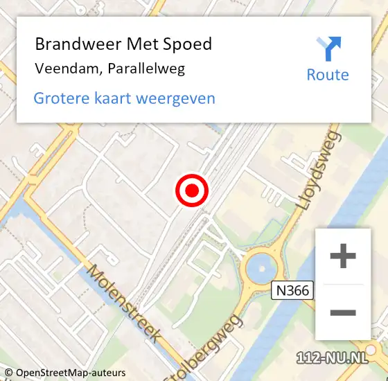 Locatie op kaart van de 112 melding: Brandweer Met Spoed Naar Veendam, Parallelweg op 13 juli 2019 23:55