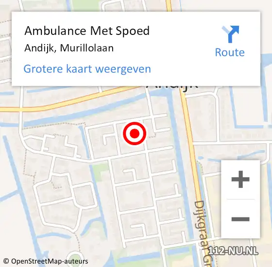 Locatie op kaart van de 112 melding: Ambulance Met Spoed Naar Andijk, Murillolaan op 14 juli 2019 00:34