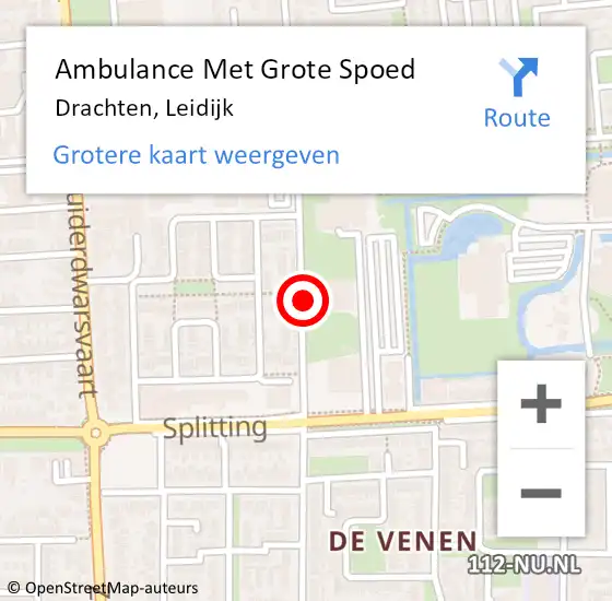 Locatie op kaart van de 112 melding: Ambulance Met Grote Spoed Naar Drachten, Leidijk op 14 juli 2019 01:02