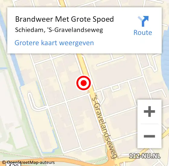 Locatie op kaart van de 112 melding: Brandweer Met Grote Spoed Naar Schiedam, 'S-Gravelandseweg op 14 juli 2019 01:19
