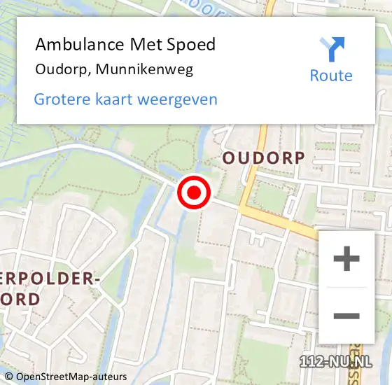 Locatie op kaart van de 112 melding: Ambulance Met Spoed Naar Oudorp, Munnikenweg op 14 juli 2019 01:54