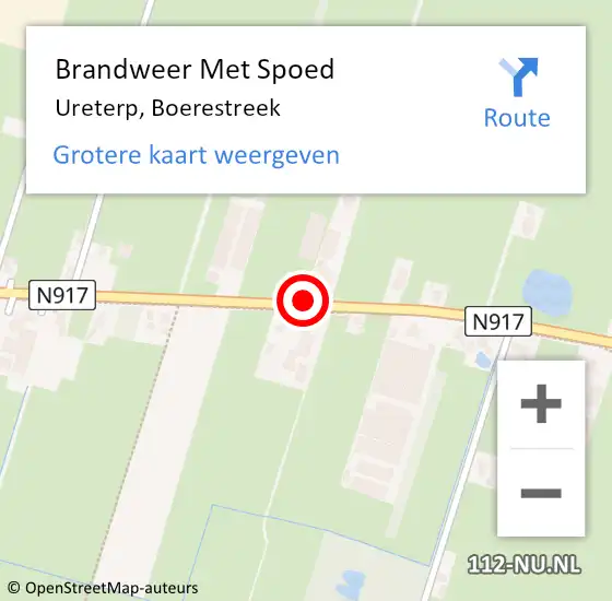 Locatie op kaart van de 112 melding: Brandweer Met Spoed Naar Ureterp, Boerestreek op 14 juli 2019 02:05