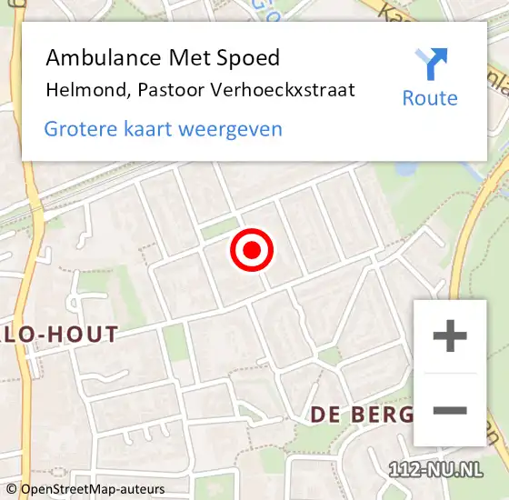Locatie op kaart van de 112 melding: Ambulance Met Spoed Naar Helmond, Pastoor Verhoeckxstraat op 14 juli 2019 02:08