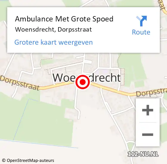 Locatie op kaart van de 112 melding: Ambulance Met Grote Spoed Naar Woensdrecht, Dorpsstraat op 14 juli 2019 03:19