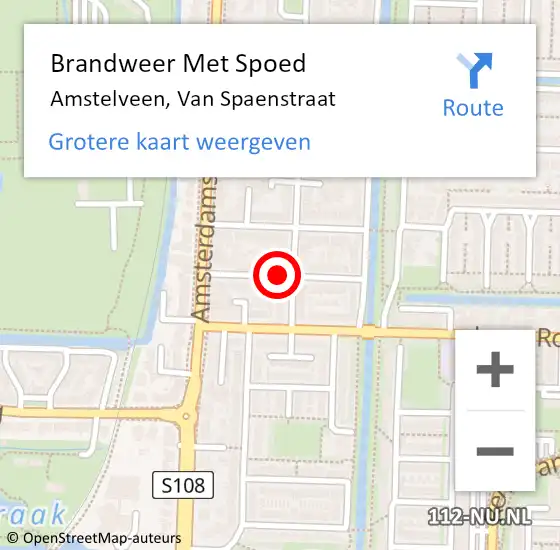 Locatie op kaart van de 112 melding: Brandweer Met Spoed Naar Amstelveen, Van Spaenstraat op 14 juli 2019 04:23