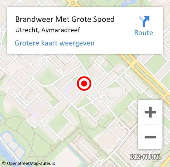 Locatie op kaart van de 112 melding: Brandweer Met Grote Spoed Naar Utrecht, Aymaradreef op 14 juli 2019 06:37