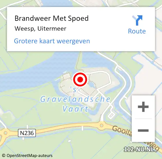 Locatie op kaart van de 112 melding: Brandweer Met Spoed Naar Weesp, Uitermeer op 14 juli 2019 09:19