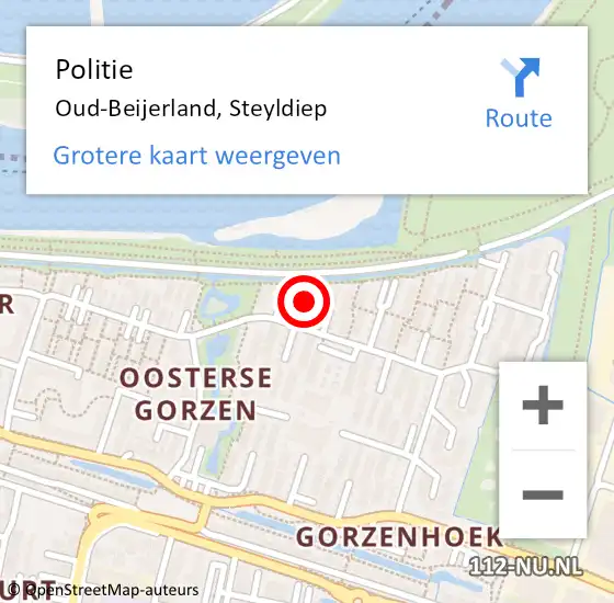 Locatie op kaart van de 112 melding: Politie Oud-Beijerland, Steyldiep op 14 juli 2019 09:45