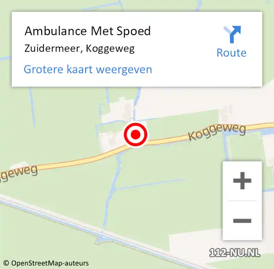 Locatie op kaart van de 112 melding: Ambulance Met Spoed Naar Zuidermeer, Koggeweg op 14 juli 2019 09:52