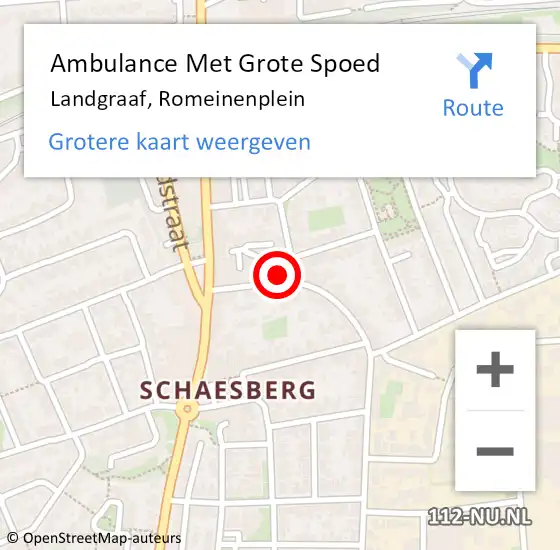 Locatie op kaart van de 112 melding: Ambulance Met Grote Spoed Naar Landgraaf, Romeinenplein op 27 september 2013 22:20