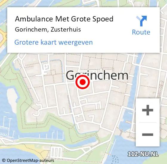 Locatie op kaart van de 112 melding: Ambulance Met Grote Spoed Naar Gorinchem, Zusterhuis op 14 juli 2019 13:32