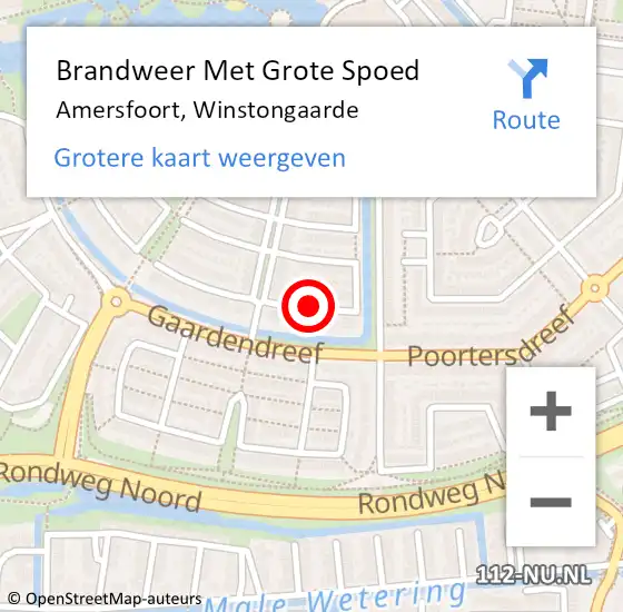 Locatie op kaart van de 112 melding: Brandweer Met Grote Spoed Naar Amersfoort, Winstongaarde op 14 juli 2019 13:38