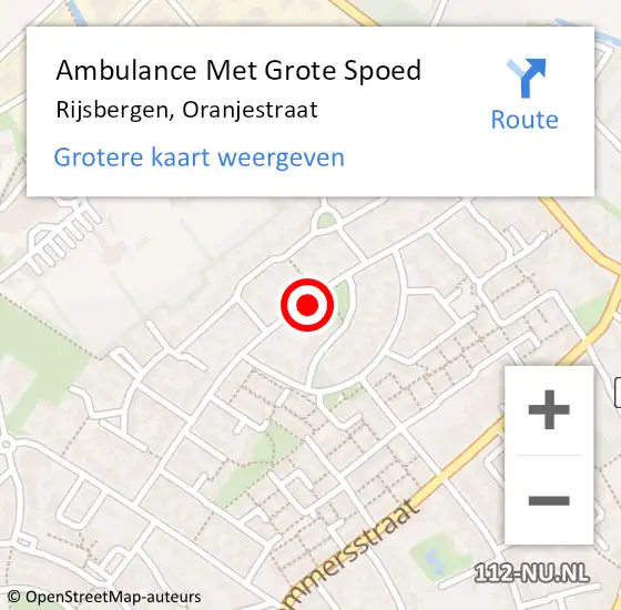 Locatie op kaart van de 112 melding: Ambulance Met Grote Spoed Naar Rijsbergen, Oranjestraat op 14 juli 2019 15:07