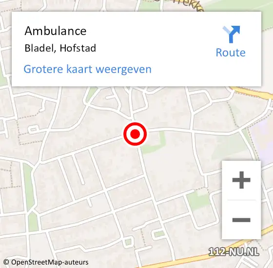 Locatie op kaart van de 112 melding: Ambulance Bladel, Hofstad op 14 juli 2019 15:11