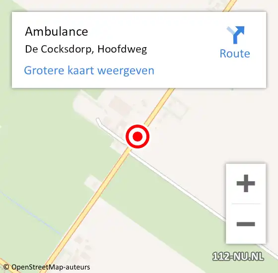 Locatie op kaart van de 112 melding: Ambulance De Cocksdorp, Hoofdweg op 14 juli 2019 15:32