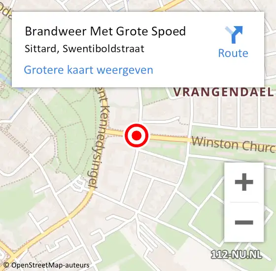Locatie op kaart van de 112 melding: Brandweer Met Grote Spoed Naar Sittard, Swentiboldstraat op 14 juli 2019 16:10