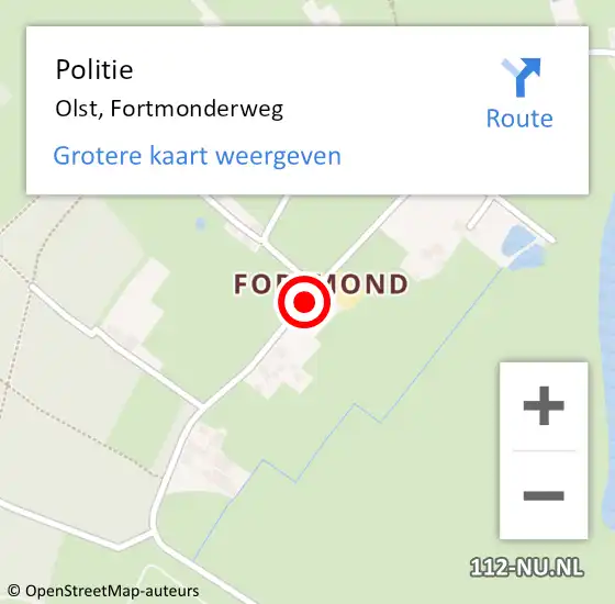 Locatie op kaart van de 112 melding: Politie Olst, Fortmonderweg op 14 juli 2019 19:01